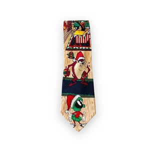 Looney Tunes Mania Silk Tie Bugs Bunny‎ Taz Daffy Warner Bros Christmas Holiday